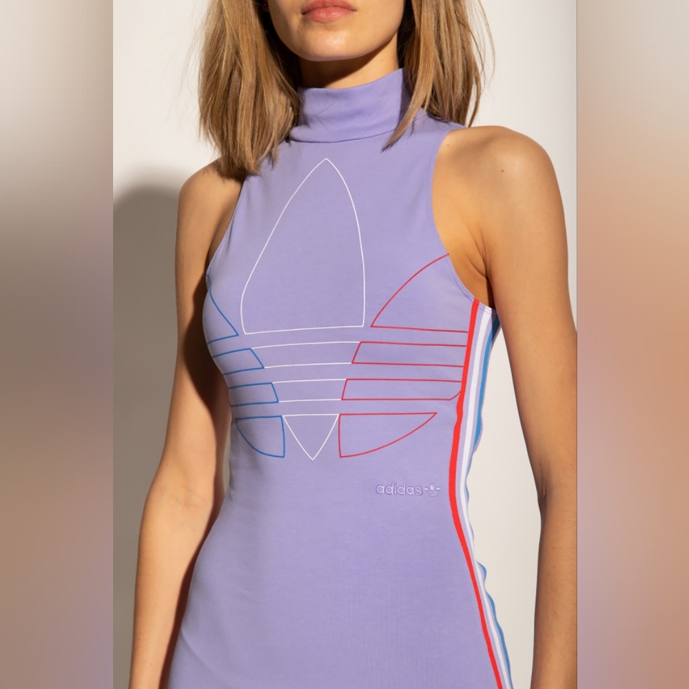 Adidas Originals Adicolor Trefoil Bodycon Dress in Lavender